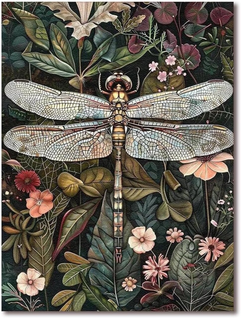 Dragonfly Stamped Cross Stitch Kit for Adults – Beginner-Friendly 11CT Pre-Printed Canvas with Threads & Needles, DIY Embroidery Craft, 12×16 Inch